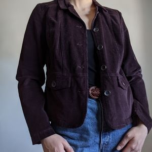 Deep purple corduroy button front blazer